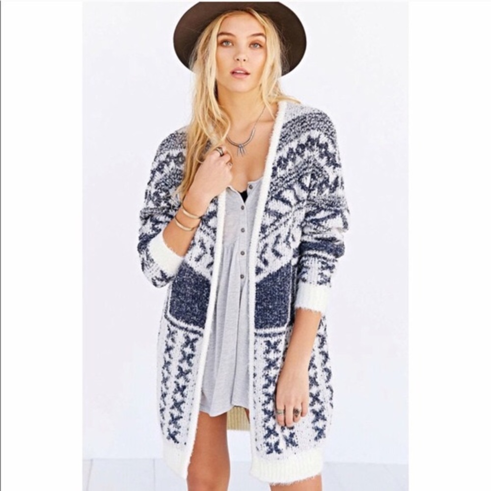 Urban Outfitters Fuzzy Tribal Print Cardigan